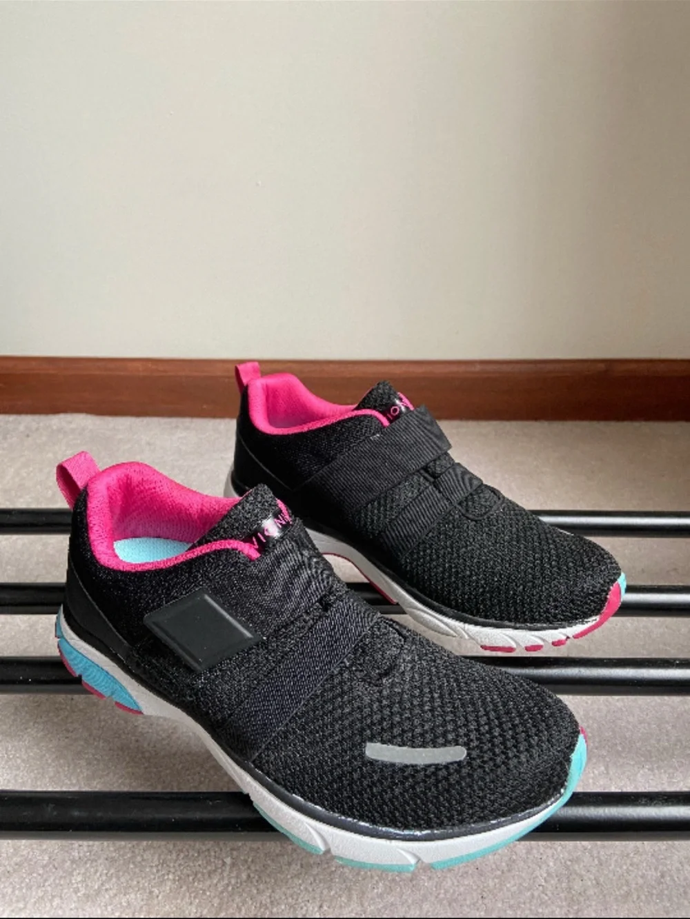 Milano Black and Pink Women's Velcro Athletic Sneakers